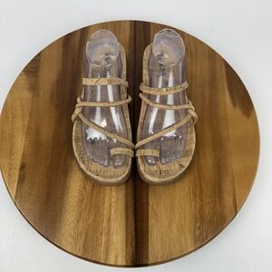 New Womens Korks Audra Beige Cork Toe Loop Strappy Slide Sandals Size 9 M NWOB